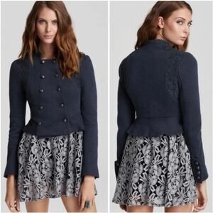 We The Free People Victorian Lace Jacket Military Western